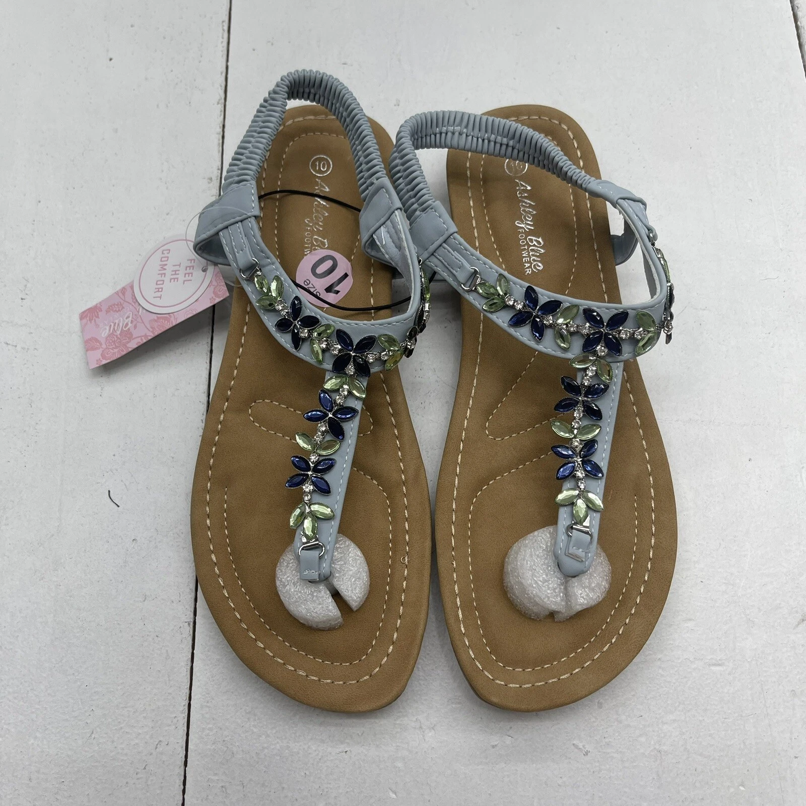 Ashley Blue Comfort Rhinestone Blue Sandals Women’s Size 10