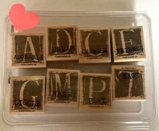 Stampin Up - A IS FOR ADORABLE - Wood Mounted Rubber Stamp Set of 8