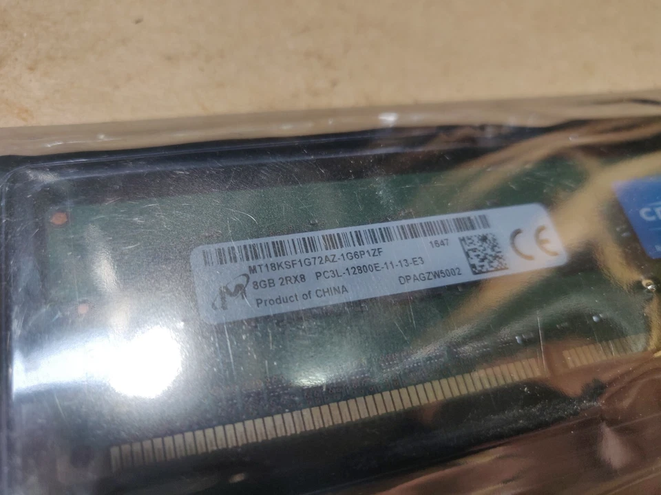 MT18KSF1G72AZ-1G6P1ZF Micron 8GB PC3-12800 DDR3-1600MHz ECC Unbuffered CL11... - Image 3 of 4