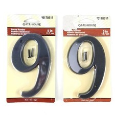  Lot of 2 Gatehouse House Number Black 5" Solid Zinc  9