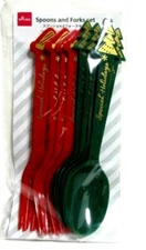 Christmas Tree Hat spoon and Fork 10pcs Green red  DAISO JAPAN