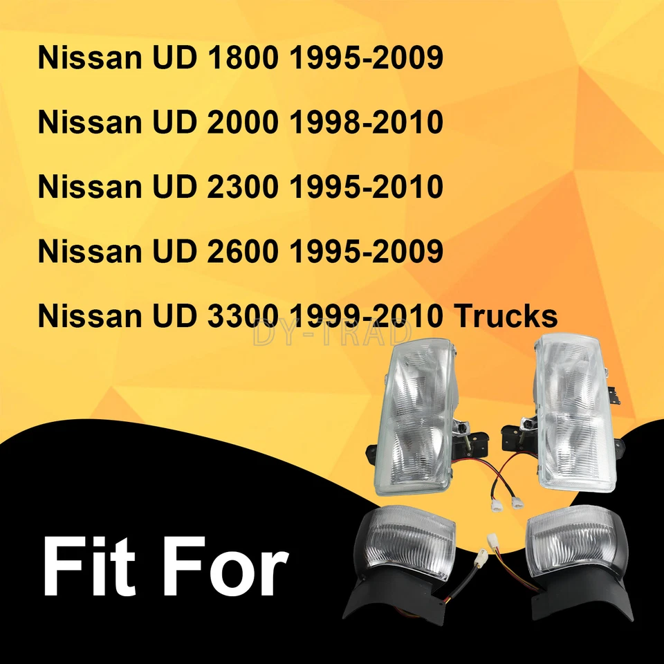 Faro y lámpara de esquina izquierda+derecha para Nissan UD 1800-3300 1995-2010 con soporte Foto 3 de 4