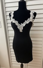 Forever 21 Dress Cocktail Party Black Dressy White Lace Strap Sz S