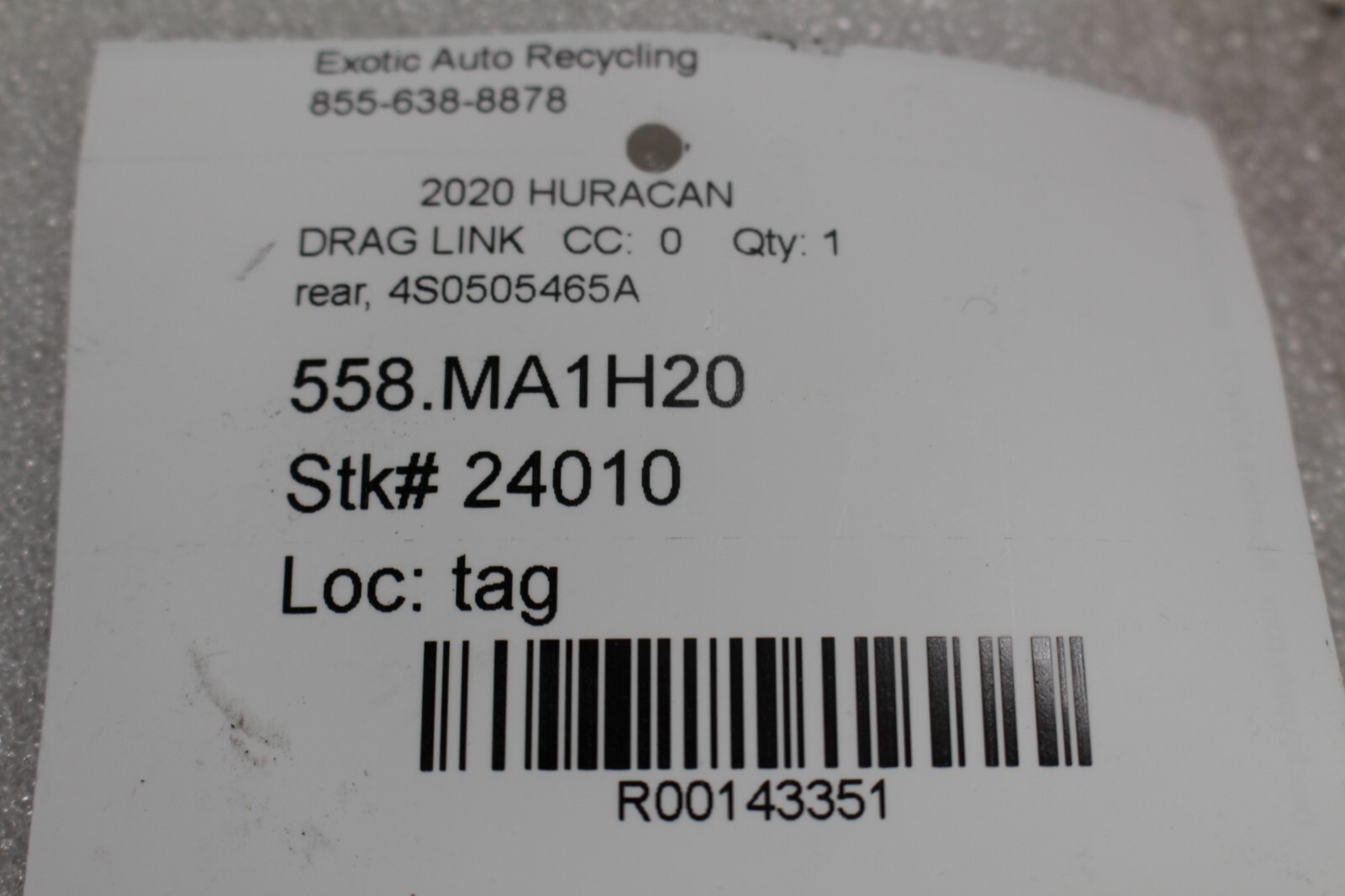 Lamborghini Huracan LP610, 580, Rear Drag Link, Used, P/N 4S0505465A