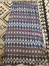 NTW Olive & Oak Maxi Skirt with belt loops Boho Blue Print Womens Large CC