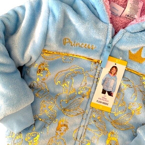 Disney Kids Girls Plush Full Zip Hoodie Jacket with Contrast Lining - Picture 4 of 6