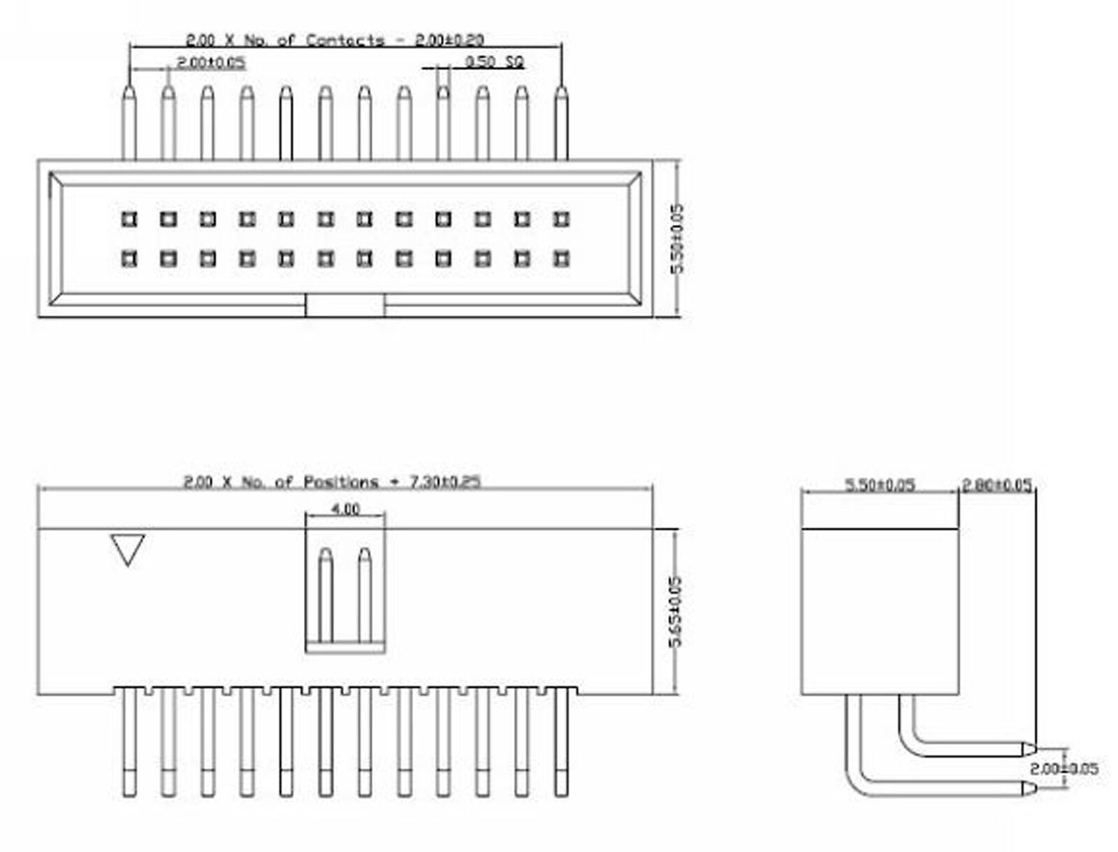 5Pcs 2mm 2.0mm Pitch 34 Pin Right Angle Male Shrouded IDC Box Header ...
