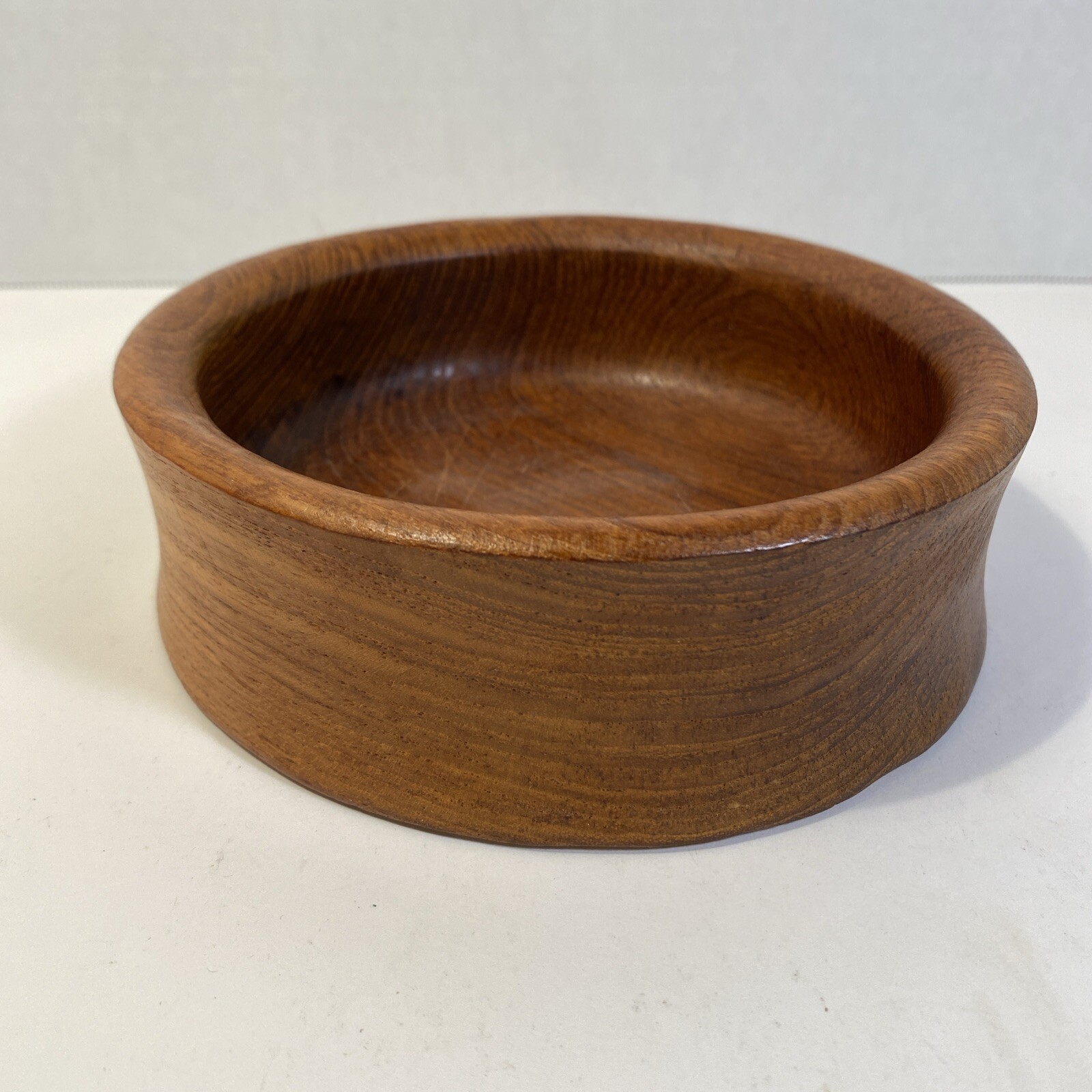 2 VTG  Kalmar Teak Wood Bowls MCM 10” & 6.5”Hand Turned Salad Nuts Snack Tailand