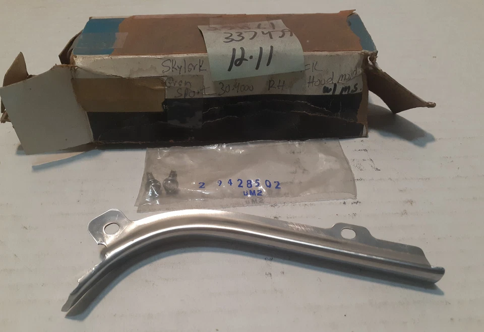 Buick Skylark GS 1968 1969 capucha especial moldura de cejas esquina RF acero inoxidable nuevo de stock Foto 3 de 4