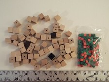 LOT OF 240 UNFINISHED 1/2" WOOD SQUARE BEADS  1/4" TINY PAINTED BEADS-RARE  