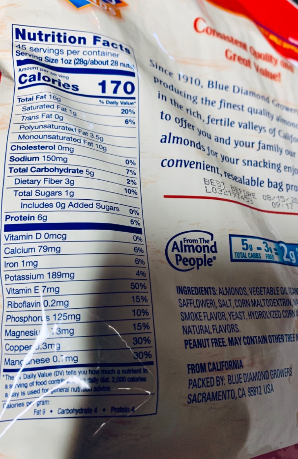 Blue Diamond Smokehouse Almonds 40 Oz Resealable Zipper Bag eBay