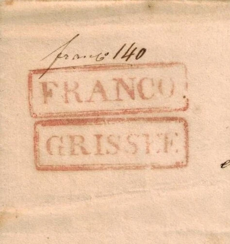 Dutch East Indies Pre Stamp 1841 Full Cover w/ GRISSEE & FRANCO Boxed Red - Image 2 of 4