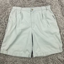 VTG Bugle Boy Casual Basics Shorts Size 34 Actual 32" Blue Pleated 8" Inseam