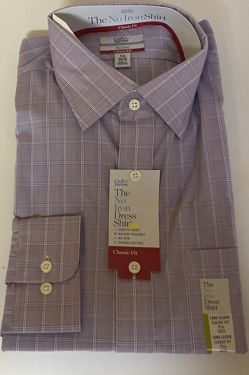 Croft & Barrow Classic Fit No IronDress Shirt 15.5 34/35 Stretch Fabric |  eBay