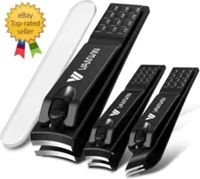 German Nail Clippers for Men,  Nail Clipper Set (4-Pack) Ultra Sharp Matte