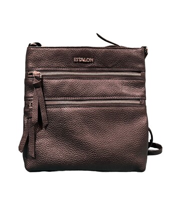 Estalon black genuine Leather crossbody bag made in India