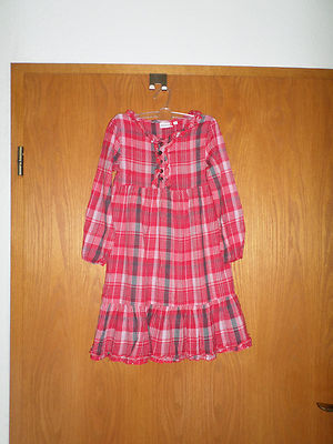 BERTI - Schönes leichtes Sommerkleid in Gr.: 116 - Rot/Weiß/Grau