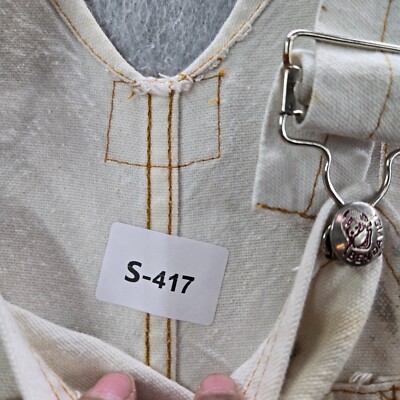 VINTAGE Ben Davis Men Overalls M White Distressed Double Knee 60