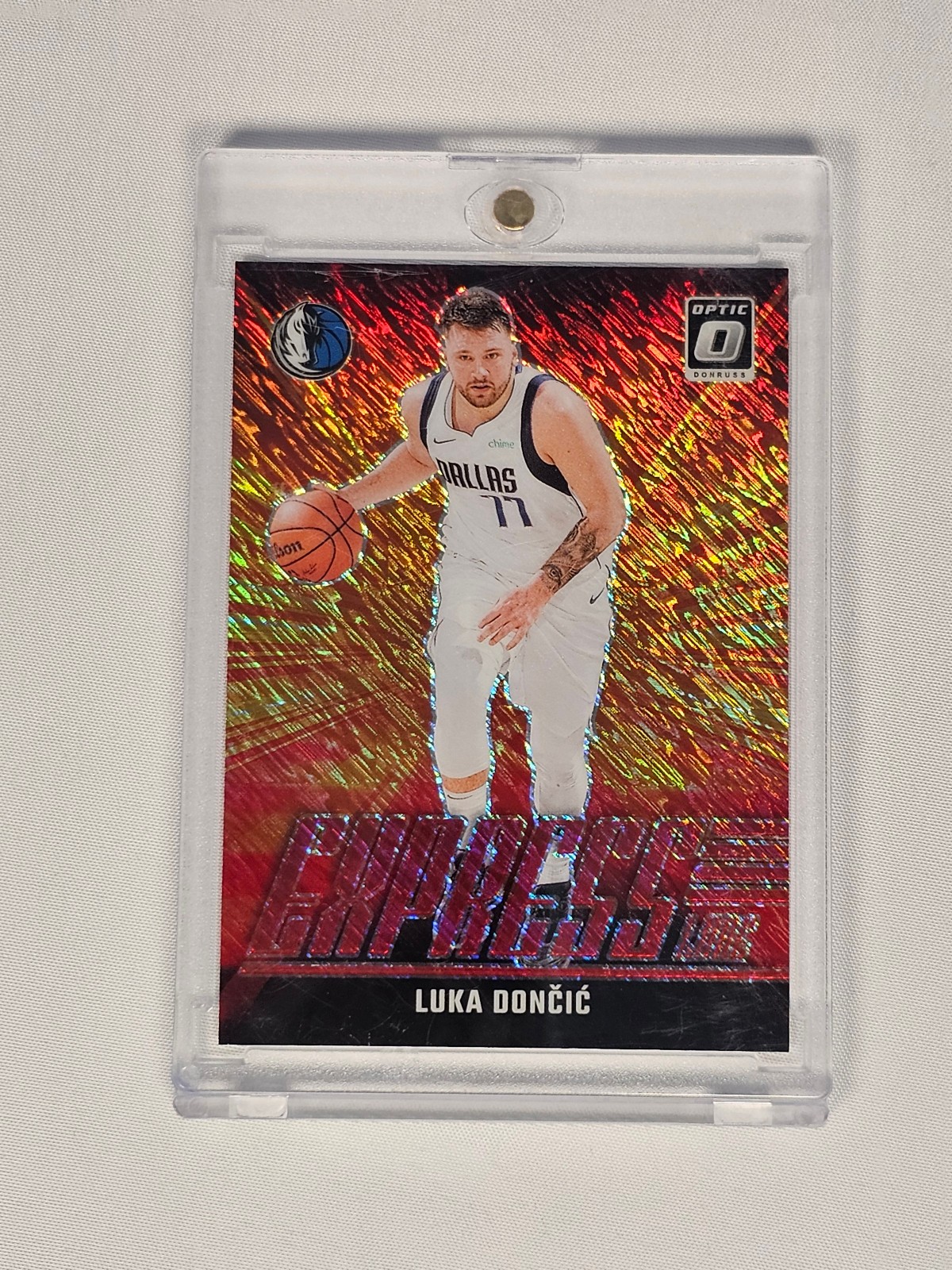 Luka Doncic-2024 Donruss Optic #6 Express Lane Red Shimmer 50/75 Mavericks
