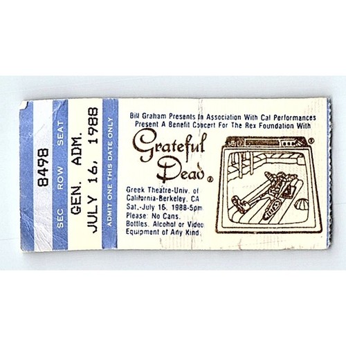 Grateful Dead Mail Ordre Ticket Stub Juillet 15 1988 Berkeley California - Photo 1 sur 2