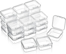 24 Pack Clear Plastic Bead Storage Boxes Hinged Lid Craft Jewelry Organizer
