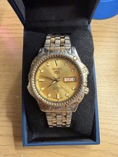 Vintage Seiko 5 Automatic Watch Two Tone Gold Dial Working 7S26-02P0