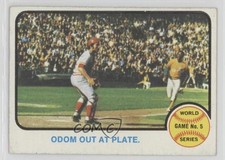 1973 Topps 1972 World Series Blue Moon Odom Johnny Bench Out at Plate HOF 16ez