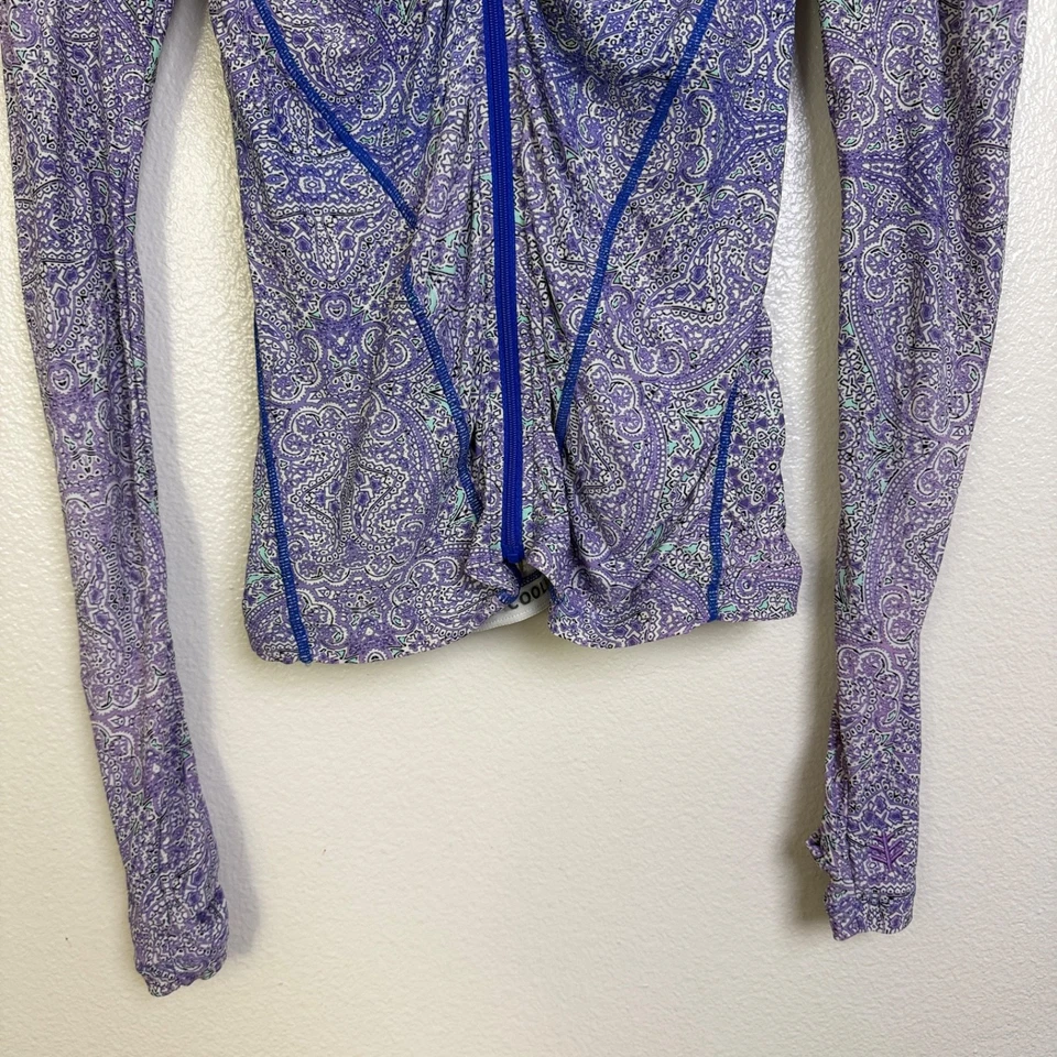 Chaqueta de natación Coolibar Atitlan para mujer pequeña púrpura acanalada playa cremallera completa UPF UV Foto 4 de 4