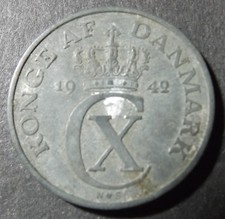 DENMARK 5 ÓRE ZINC COIN DATED 1942 GOOD FOR ZINC
