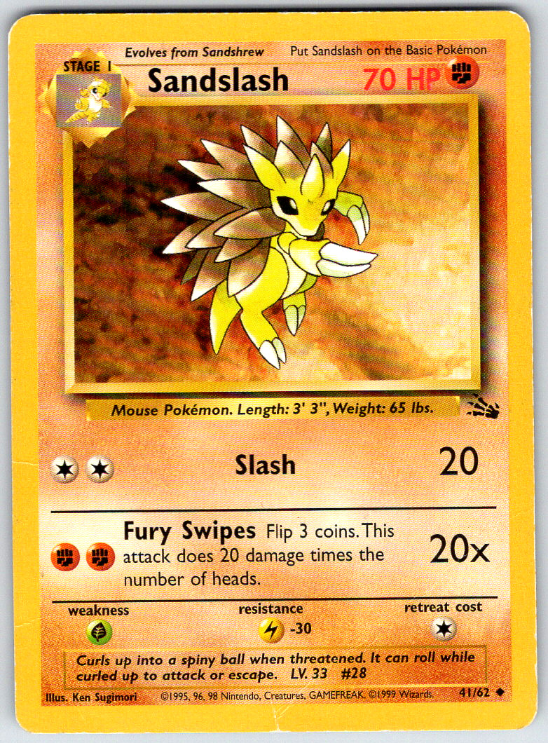 Sandslash 41/62 Fossil Uncommon Unlimited 1999 HP