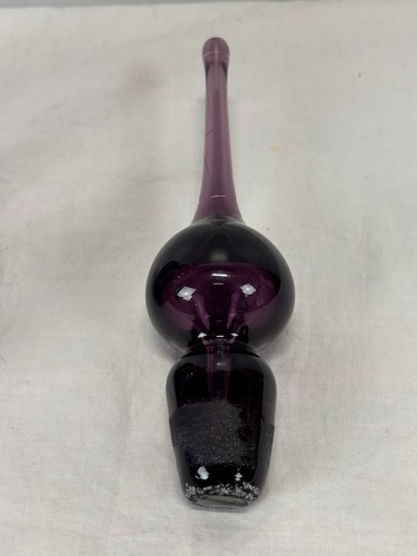 MCM Purple Amethyst Decanter Rainbow Glass Handblown Glass Genie Bottle Stopper - Picture 3 of 11