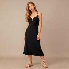 NWOT FARM RIO 3D Flower Midi Dress Size XL Black