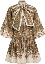 Zimmermann Chintz Tie Neck Mini Dress Size AU 1/US 6