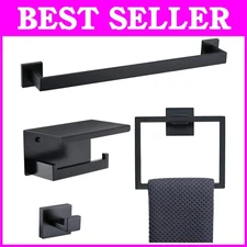 Modern 4-Piece Bath Set, Matte Black