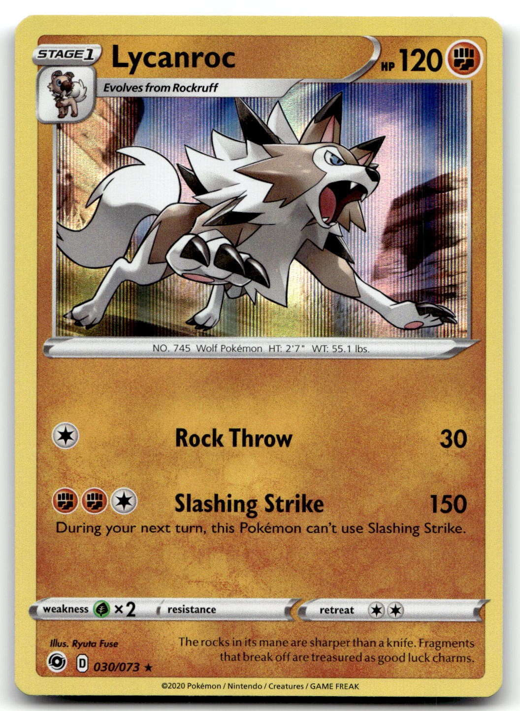 Lycanroc 30/73 Champion's Path Holo Rare Holo Pokemon TCG NM