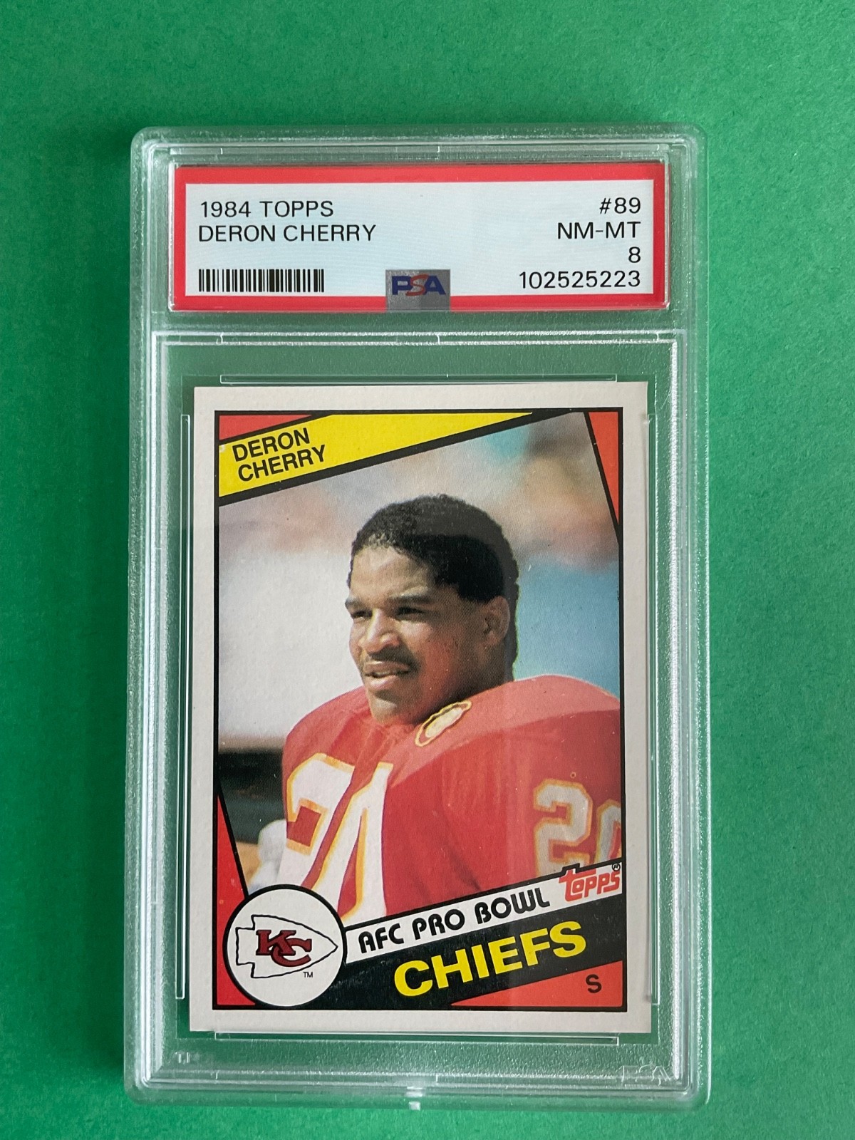 Deron Cherry 1984 Topps Rookie Football Card #89- Kansa City Chiefs - PSA 8