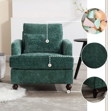 mid-century armchair Vintage High-Back Tufted Armchair with Gold Velvet Upholstery — listing 3