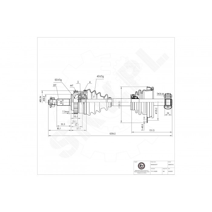 Arbre de transmission cardan avant gauche Kangoo 8200045471 pour moteur essence et dCi