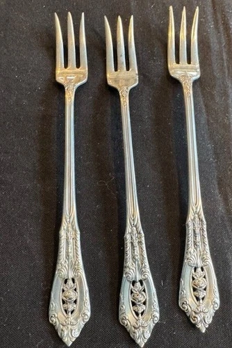 3 Pc Set Wallace Rose Point Sterling Silver Seafood or Cocktail Forks 5 1/2"