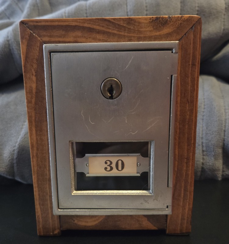 Antique Corbin Post Office Box Door Bank With Key That Works Very Nice