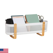 Mind Reader Divided Storage Basket Legs Accessory Holder Desktop Organization
