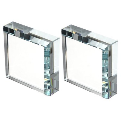 2 pieces clear glass paper press 6x6x2 cm, for general use