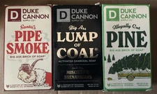 3x Duke Cannon Holiday Bundle 3x Bars Lump Of Coal, Santa’s Pipe Smoke & Pine