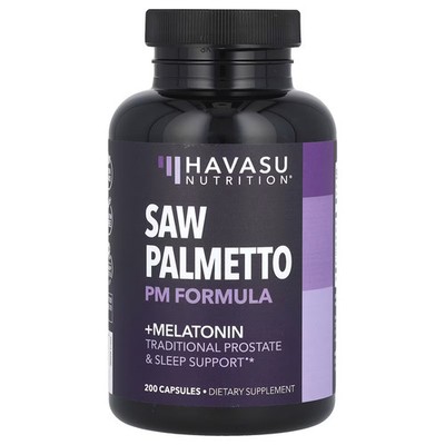 2 X Havasu Nutrition, Saw Palmetto PM Formula + Melatonin, 200 Capsules