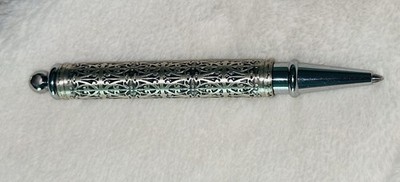 Vintage Hauser?? Sterling Silver Floral Ink Pen Pendant for Necklace As-Is Nice!