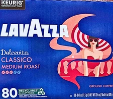 Keurig Lavazza Dolcevita Classico Medium Roast K-Cup Pods 80 Count EXP 06/2027