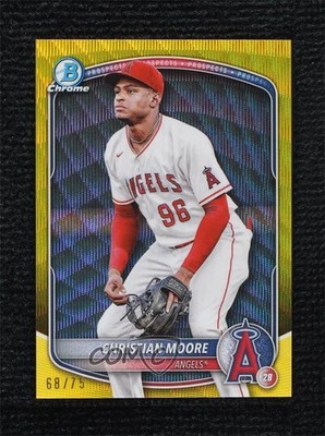 2025 Bowman Chrome Prospects Yellow Wave Refractor 68/75 Christian Moore 02ti