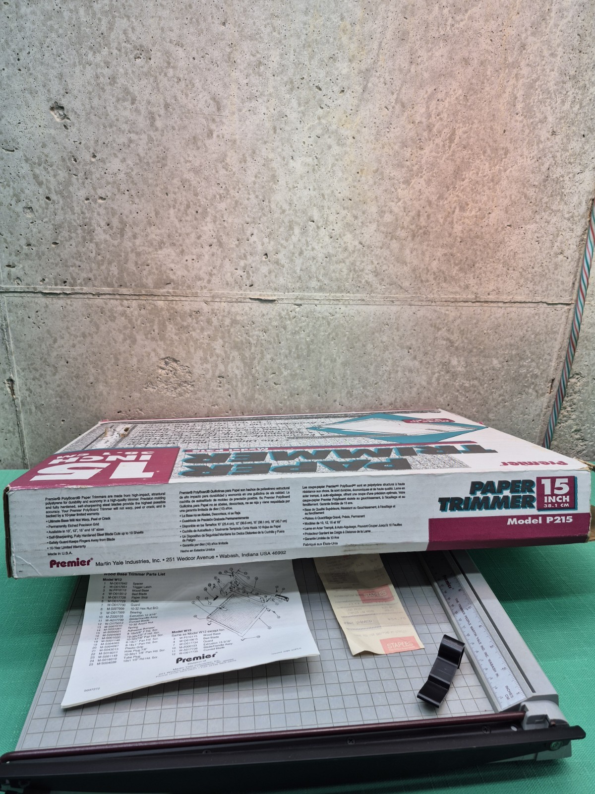 Vtg Nice! Martin Yale Premier Paper Trimmer  Cutter 15" P215 Coupe-Papier 