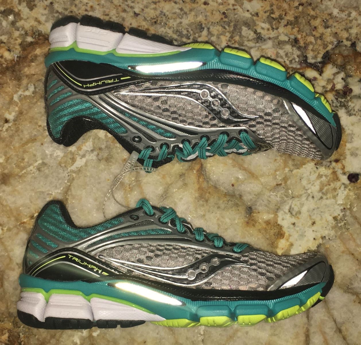 SAUCONY Triumph 11 PowerGrid Grey Teal Green Running Shoes NEW Womens Sz 5 thumbnail 2