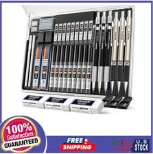 Nicpro 35PCS Art Mechanical Pencil Set, 3 Drafting Pencils, 3 Lead Holders, 20 R